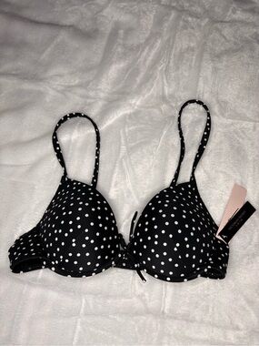 NWT Victoria's Secret Black & White Polka Dot bikini top